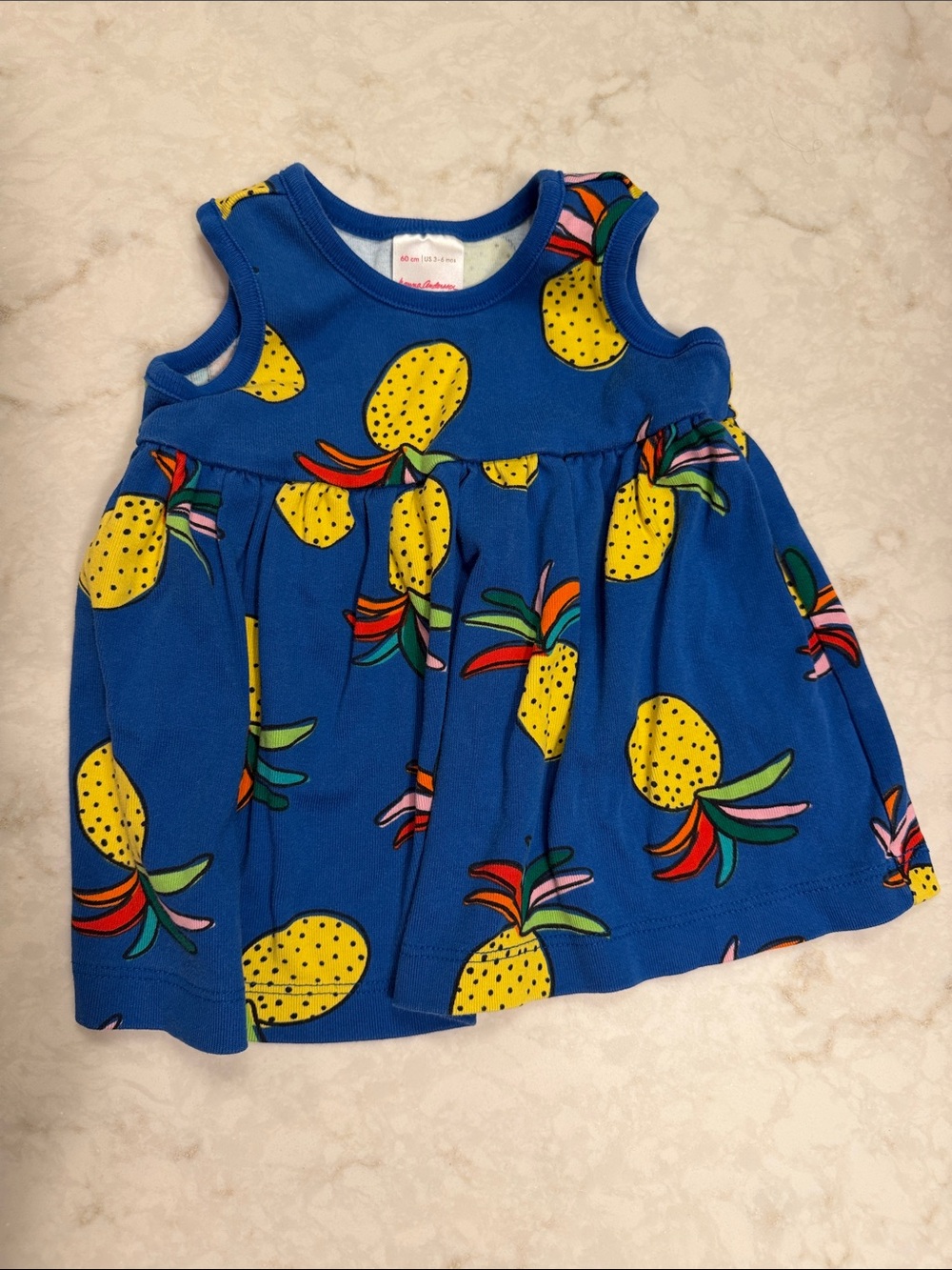 Hanna Andersson Blue Dress with Yellow Pineapple Print